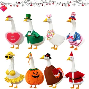 23" Porch Goose Holiday Costume Set - 8 Seasonal Outfits for Valentine St. Patrick's Easter 4th of July Summer Halloween Thanksgiving & Christmas Lawn Statue Decor (No Goose)