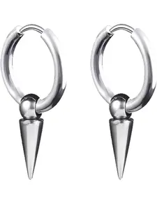 Personalized Punk Spike Dangle Drop Hoop Earrings, Stainless Steel Hoops for Women Men, Cuff Cartilage Tragus Helix Wrap Geometric Earrings