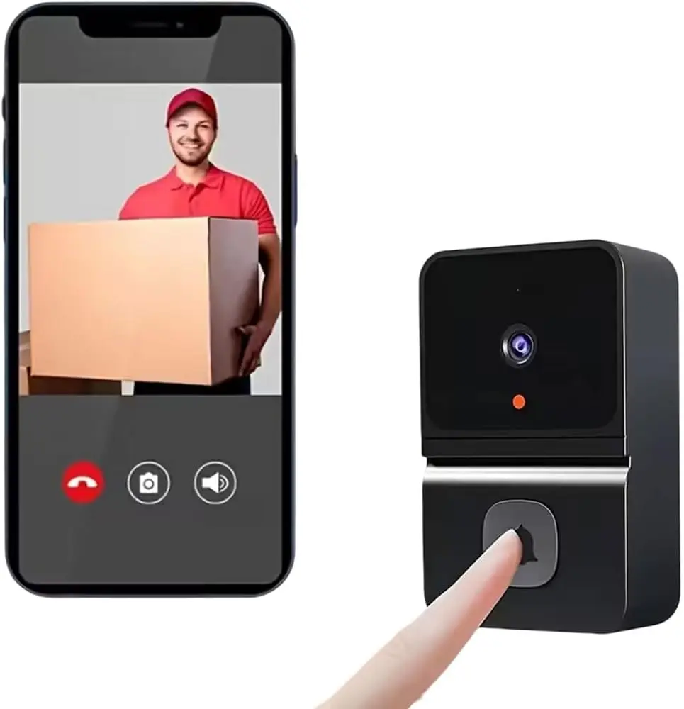 Wireless Video Doorbell, Home Security Surveillance Device with Smart Night Vision, 2-Way Audio, USB-Rechargeable Intercom