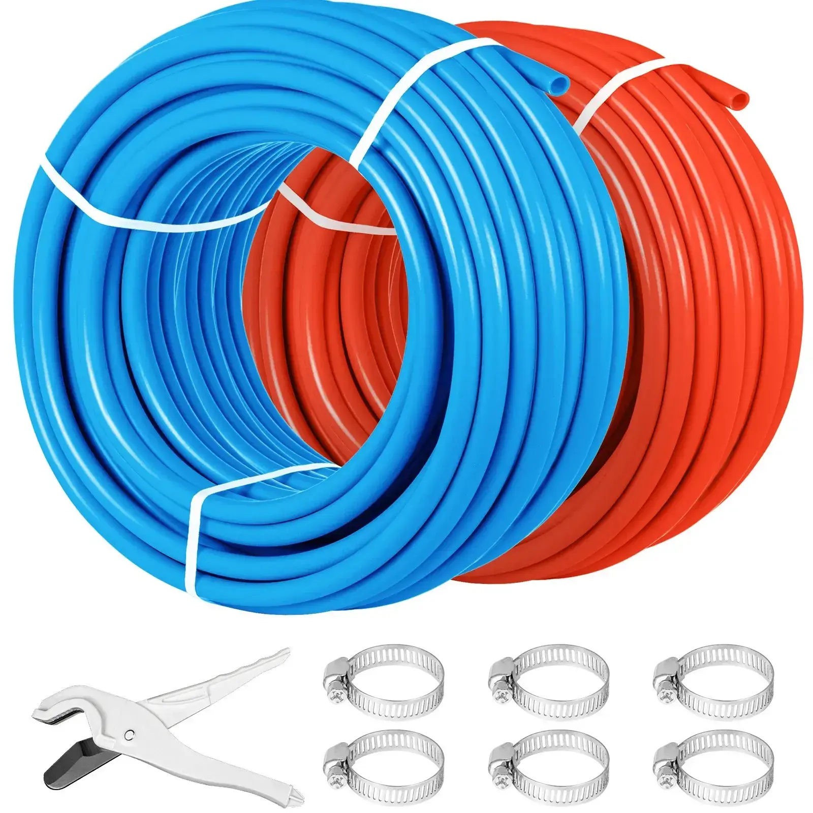 300Ft Red + 300Ft Blue Oxygen Barrier PEX-B Tubing, 1/2 Inch EVOH Anti-Oxygen Radiant Floor Heating Pipe, High & Low Temperature Resistant Hot Cold Water PEX Pipe, Leak-Proof Flexible Plumbing Tubing for Residential Commercial Hydronic Systems