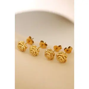 Titanium Steel Flower Stud Earrings