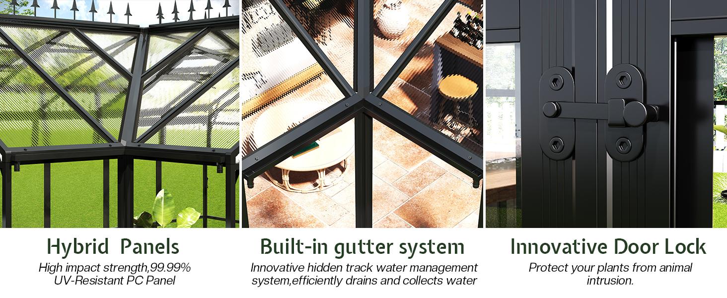 [Ships in 4 Boxes][Spring Sale] AMERLIFE Greenhouse for Outdoors, Quick-Lock Assembly, Aluminum Frame with 2 Vents, Doors, and Walk-in Design for Garden or Backyard