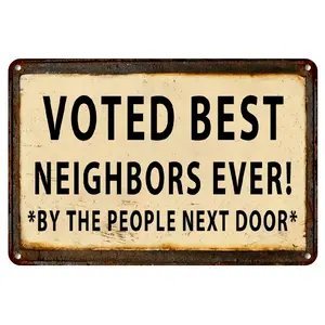 RusticWaterproofRetroMetalSign-VintageNeighborsEverDecorativeWallHangingPlaqueforHome,Garden,Bar,Cafe,Porch,FarmhouseDecor-FamilyThemed,Multipurpose,Pre-Drilled,WeatherResistant1