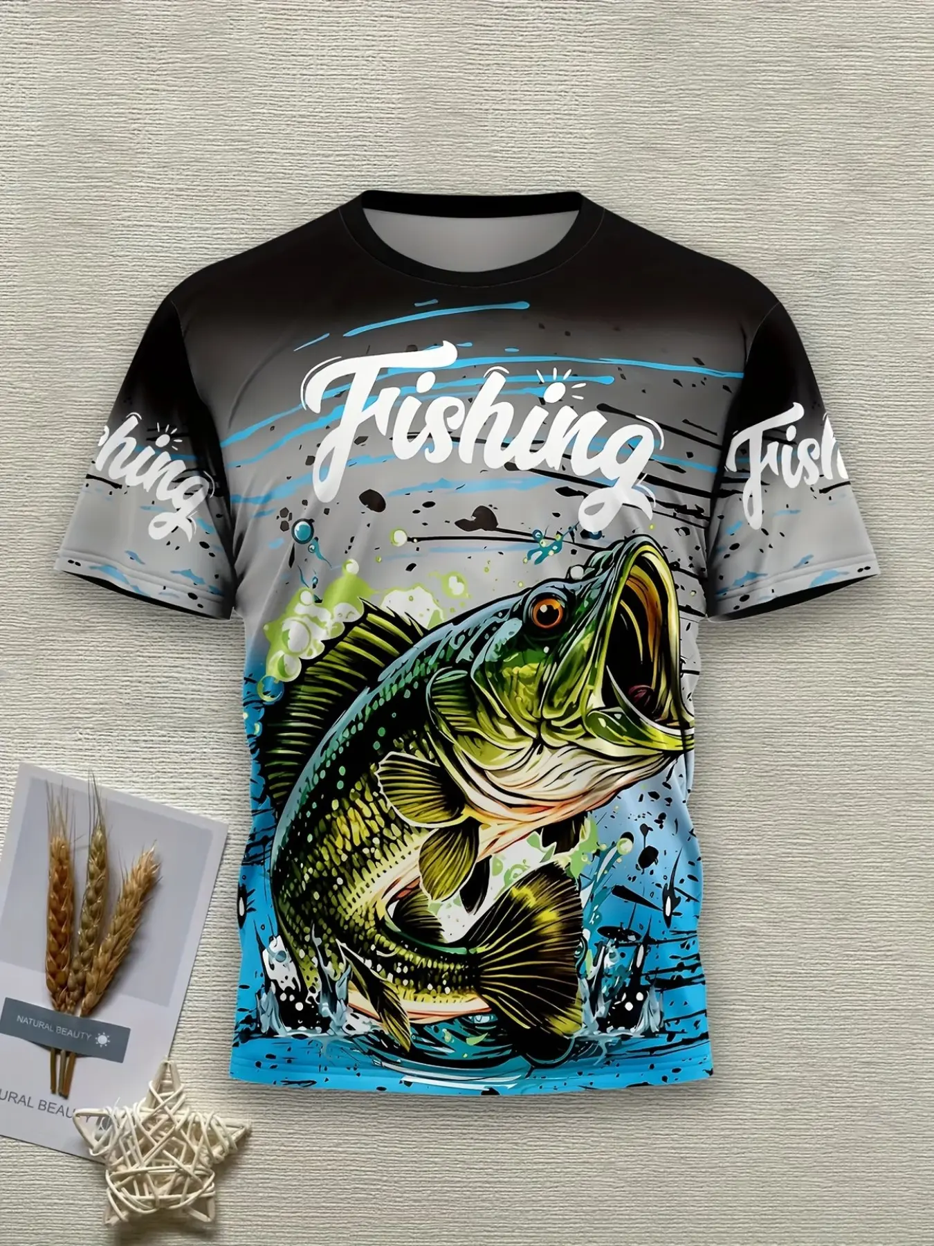 New Men's 3D Printed Fashion T-Shirt, Fishing Sports, Slim-Fitting, Breathable, Sporty Style, Short Sleeves, All over Print, Breathable Sports Tee, Breathable Athletic Top