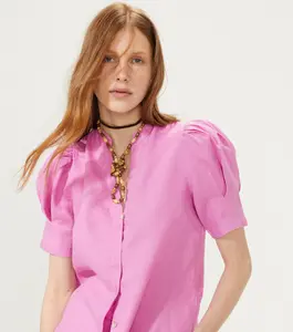 Athina Midi Linen Dress - Petunia Pink