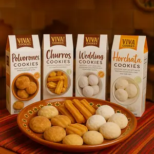 Too Good Gourmet Hispanic Cookies – 4-Pack Variety (Polvorones, Mexican Wedding, Churro, Horchata) Authentic Latin Dessert Gift Box, Traditional Sweet Treat Sampler