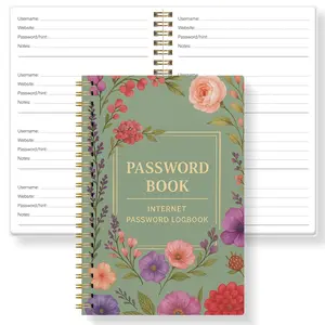 A5 Spring Floral Password Book, Spiral Bound Internet Password Logbook, Fresh Desk Organizer with Tabs, Aesthetic Planner Gift, Office Stationery Supplies