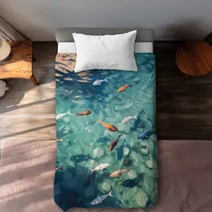 MWW C1DCTXLWQOCU8Q Caustic Fish Orange Twin Size Extra Long Duvet Cover - Stylish Home Decor