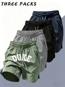 Duke 4 Piece Quick-Dry Ice Silk Shorts, Sporty Slim-Fitting Print Shorts for Gym Outdoor Home, All Seasons Casual Wear