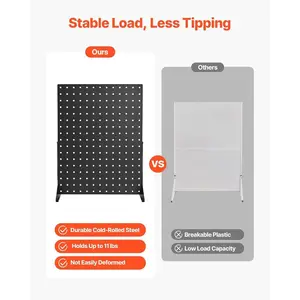 VEVOR Rotating Pegboard Display Stand, 7.4x 7.4x 17 in 4-Sided Spinning Peg Board Display with 24 Hooks, Thickened Cold-Rolled Steel Craft Rack Organizer for Grocery Retail Store Jewelry Shop, BlackVEVOR Super Brand Day