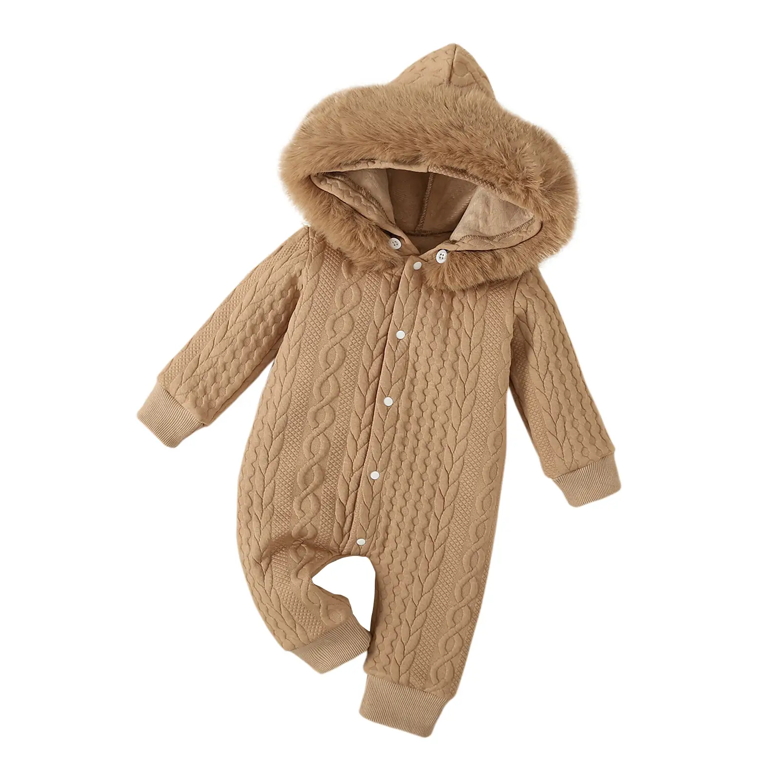 Baby Clothing Sets Girls and Boys Hooded Long Sleeve Brown Romper