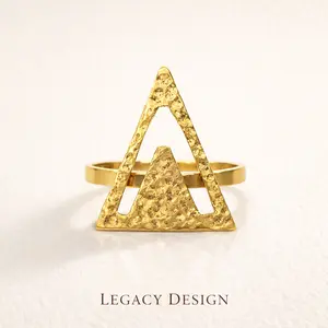Golden Ascent Triangle Ring