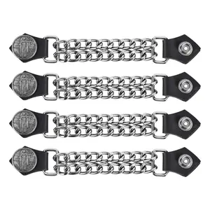 Dream Apparel Native Indian Head Vest Extender With Chains for Women/Man, Faux Leather Motorcycle Biker Vest Extender - 4pcs Set