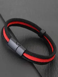 Men's Casual Minimalist Magnetic Closure Braided Bracelet, Trendy All-match & Exquisite Jewelry for Birthday Gift