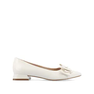 OPHELIA LOW BLOCK BALLET FLATS VEGAN LEATHER IN WIDE - Patent/White