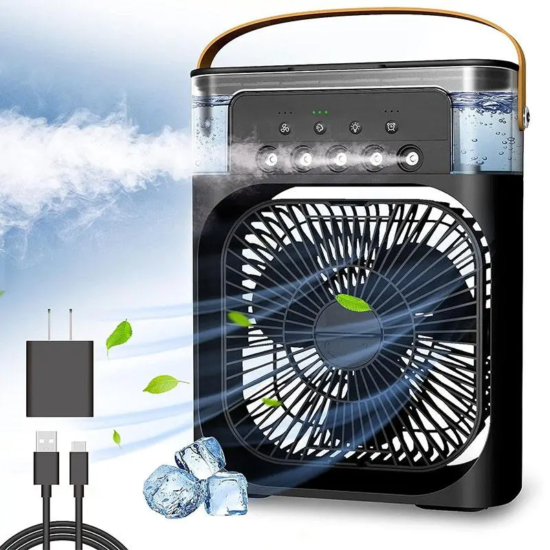 3 In 1 Air Conditioner Fan, Mini Evaporative Air Cooler with Night Light, Cooling Fan with 600ml Water Tank (Support Mobile Power Supply Used Together)