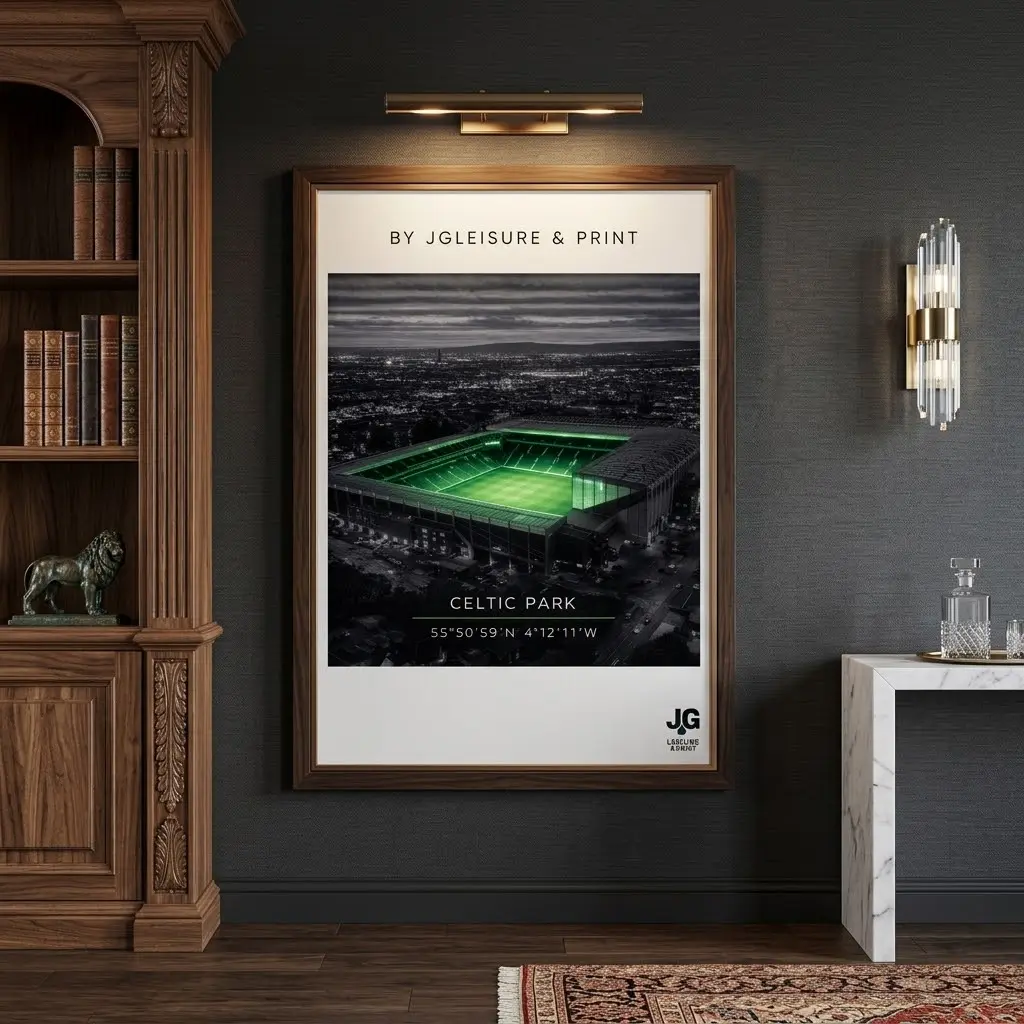 Celtic Park Stadium Wall Art Print | Modern Football Ground Poster, No Frame