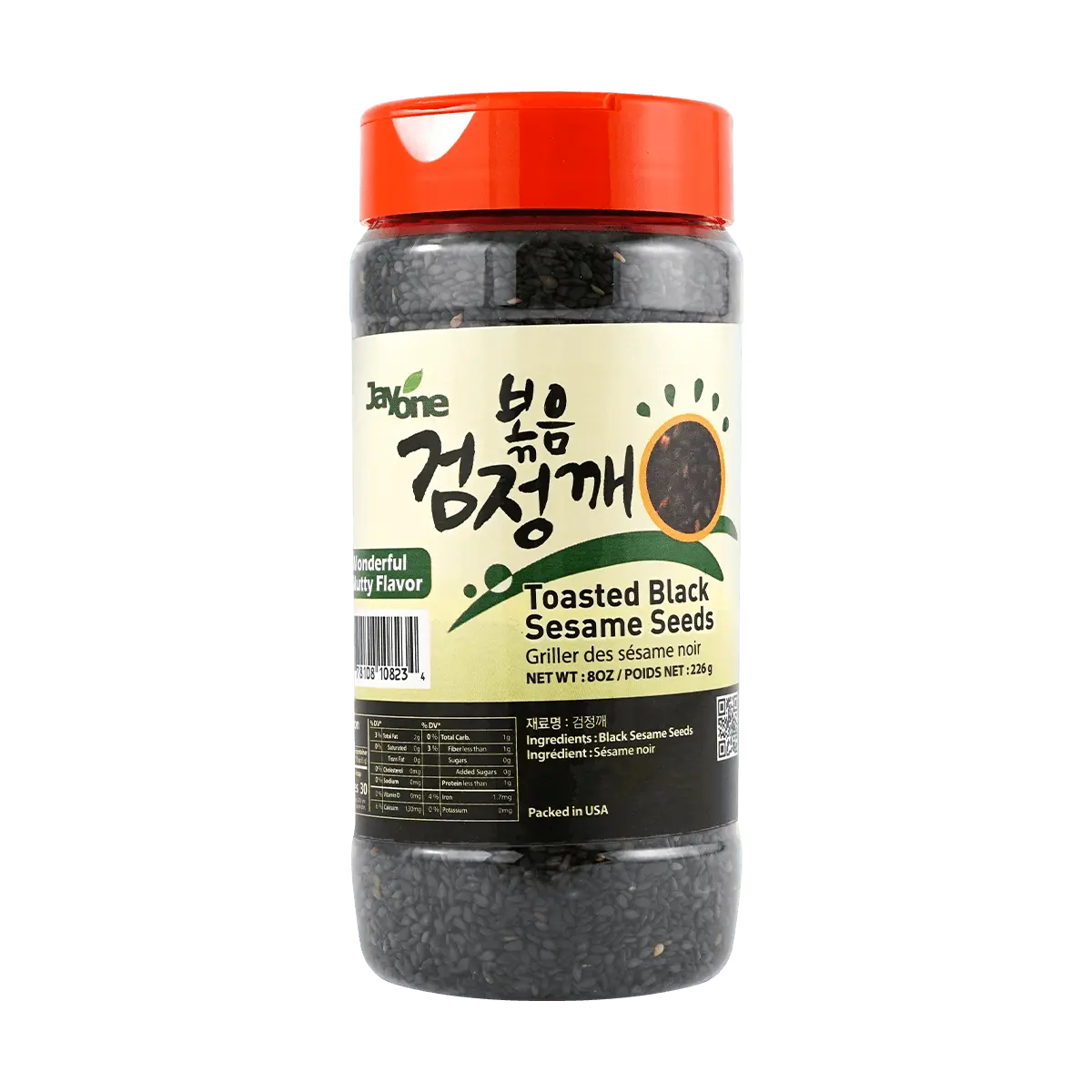 JAYONE Korean Black Sesame Seeds 227g - Roasted Whole Seeds for Cooking & Baking