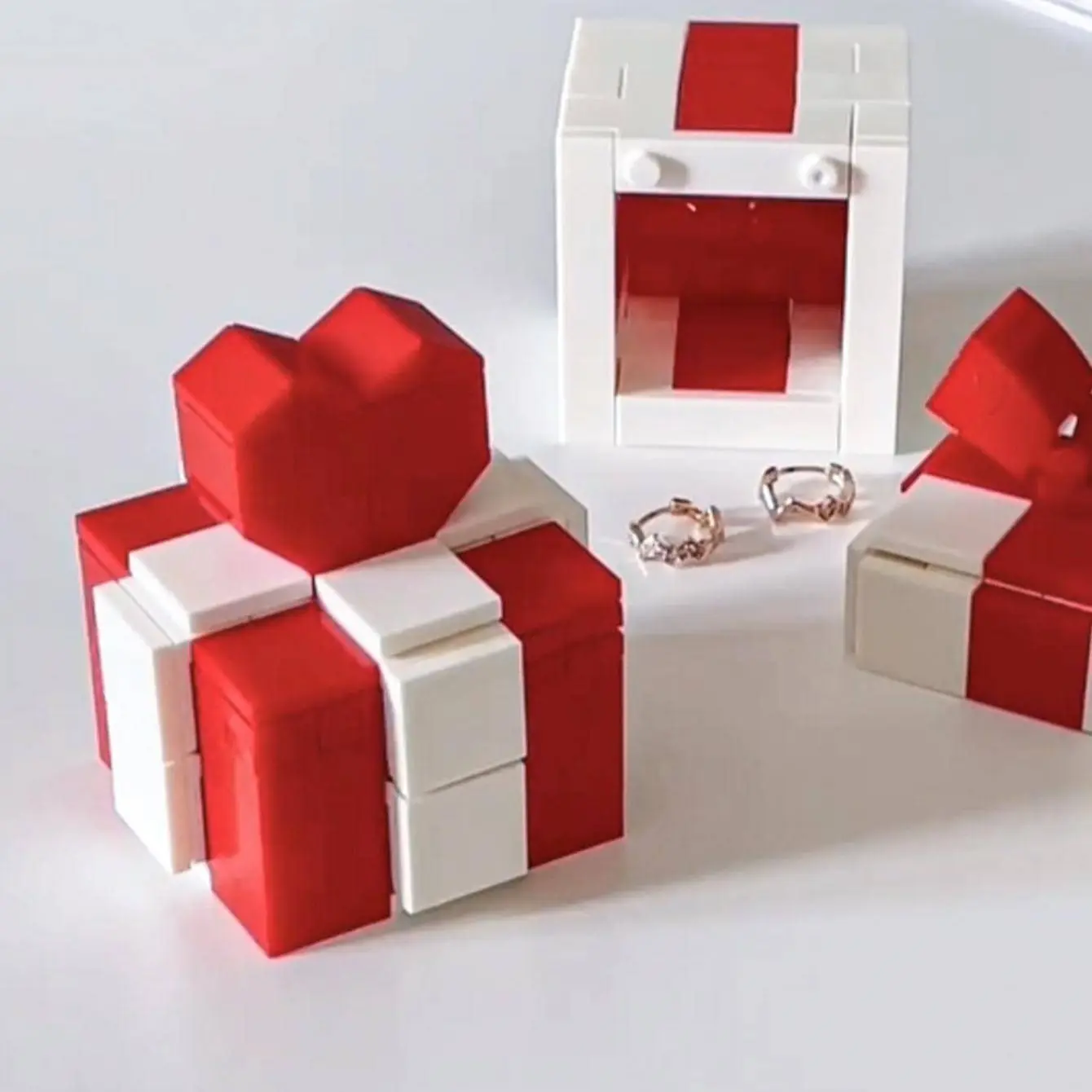 Heart Puzzle Building Block Proposal Ring Gift Box, Birthday Valentine Jewelry Box, Small Gift for Family Parents, Romantic Gift Box, Model_xinghao