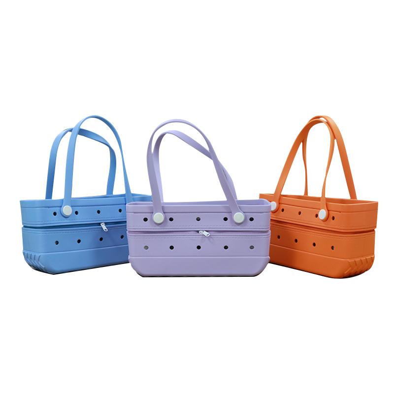 Foldable & Expandable Tote Bag with Handle, Durable EVA Material, Waterproof & Sturdy, Versatile for School, Work, Lunch or Beach, Elegant & Portable Design, DIY Charms Decor Handbag, Perfect Gift for Girls & Mother’s Day Summervibes