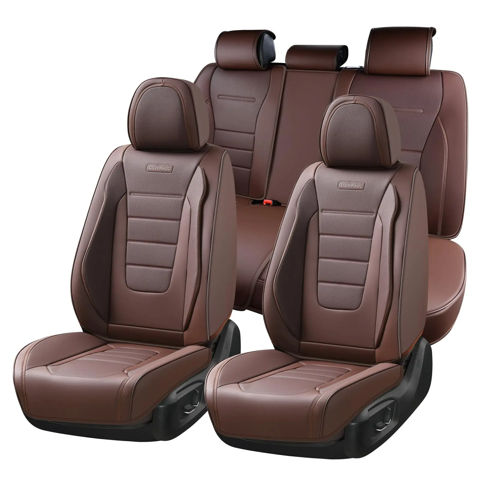 Coverado Car Seat Covers Full Set, Nappa Leather Seat Covers for Cars, 【8883】Car Seat Protector Car Seat Cushion, Front and Back Seat Protectors Cushions Universal Fit for Most Cars Vehicles