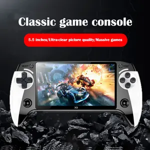 X9 Handheld Game Console, Rechargeable Portable Game Console with Built-in 10 Emulator Games, Handheld Wireless Gaming Console for Home & Travel, Protective
