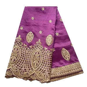 YQOINFKS African Lace Fabric George Fabrics Embroidered Mesh DIY Fabric Sequin Lace Sewing Textile Nigerian Lace 2.5 Yards Purple