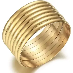 14K Gold Plated Gold Bangle Bracelets for Women Christmas Birthday Gifts, Set of 7 Pieces