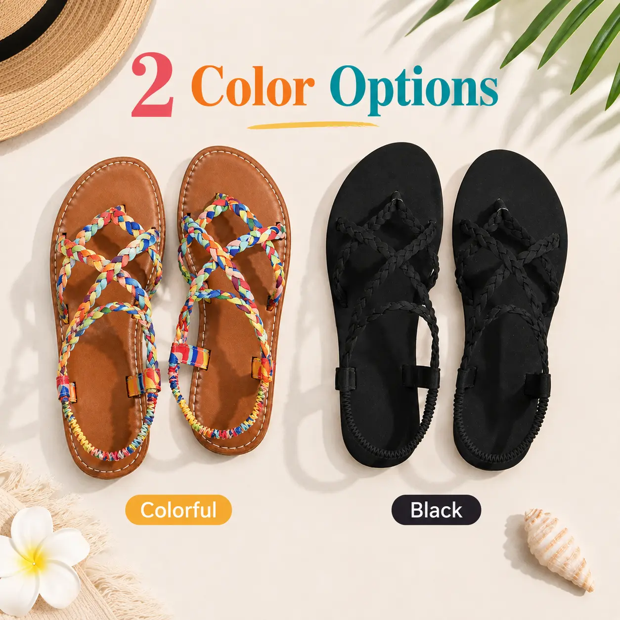 Colorful Braided Style Sandals - Eye-catching Look for Summer Outfits - Perfect for Beach & Poolside