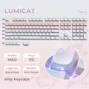 XVX Lumicat Light-up Cat Ears MAO Profile Side-Printed 113-Key Keycap Set（Keycaps Only, Keyboard Not Included）
