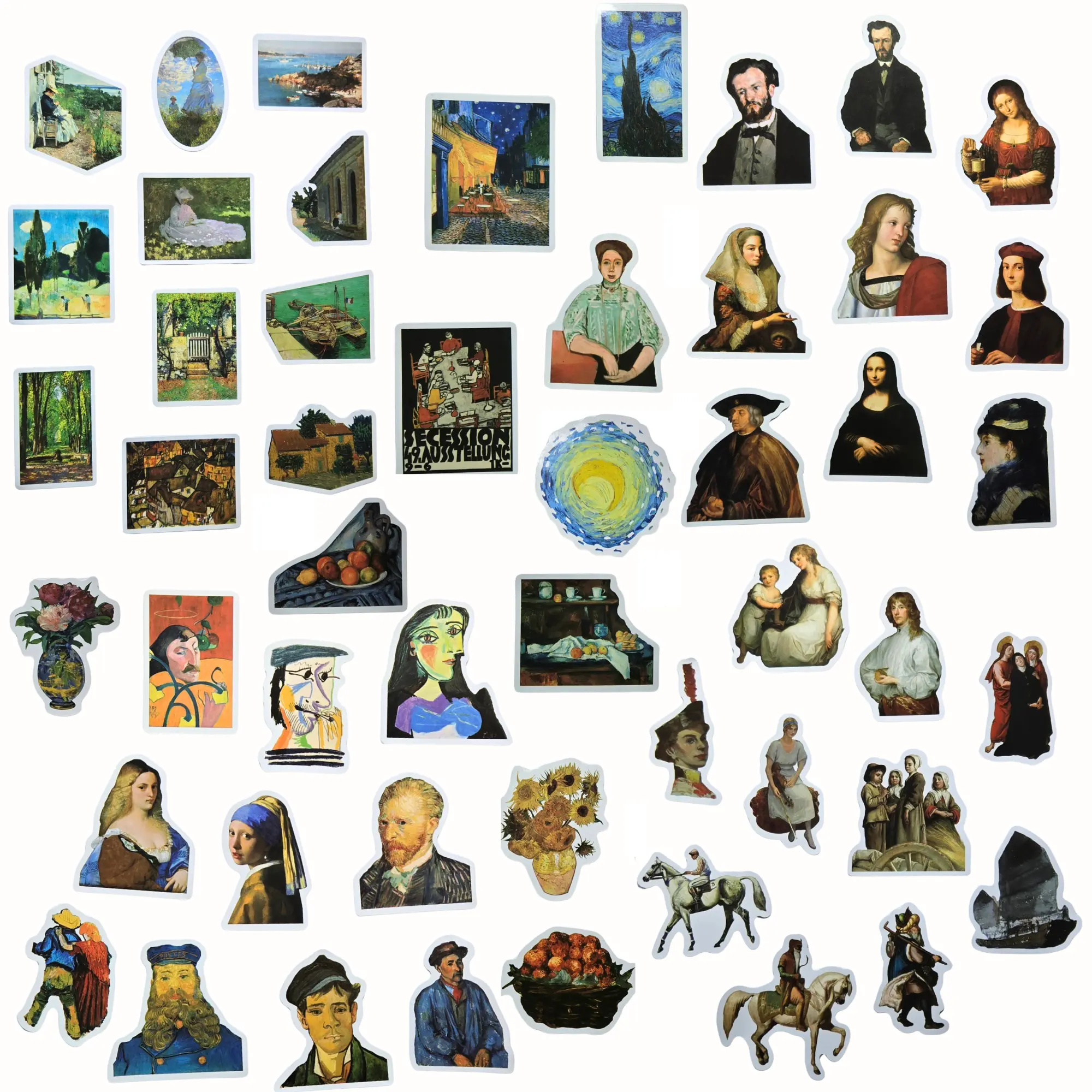 Art Stickers, Famous Artists Painting Stickers, Tumbler Laptop Journal Phone Cases Scrapbooking Supplies Gift, Pack of 50