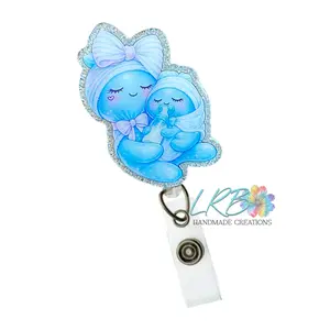 Glove Buddy (NICU) Badge Reel – Handmade Balloon Glove Doll ID Holder, Made to Order Retractable Badge Clip, Gift for Nurses, Healthcare Workers, Labor & Delivery, Peds