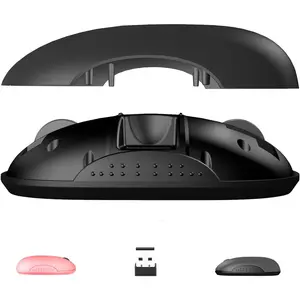 Wireless Mouse, 2.4G, Bluetooth5.0/3.0, Sound and Quiet Click, USB Nano Receiver, for Laptop, Chromebook, PC, Mac, Windows (Gray)