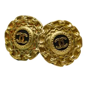 Pre-owned CHANEL Brass Small Leather Goods Coco Mark Earrings