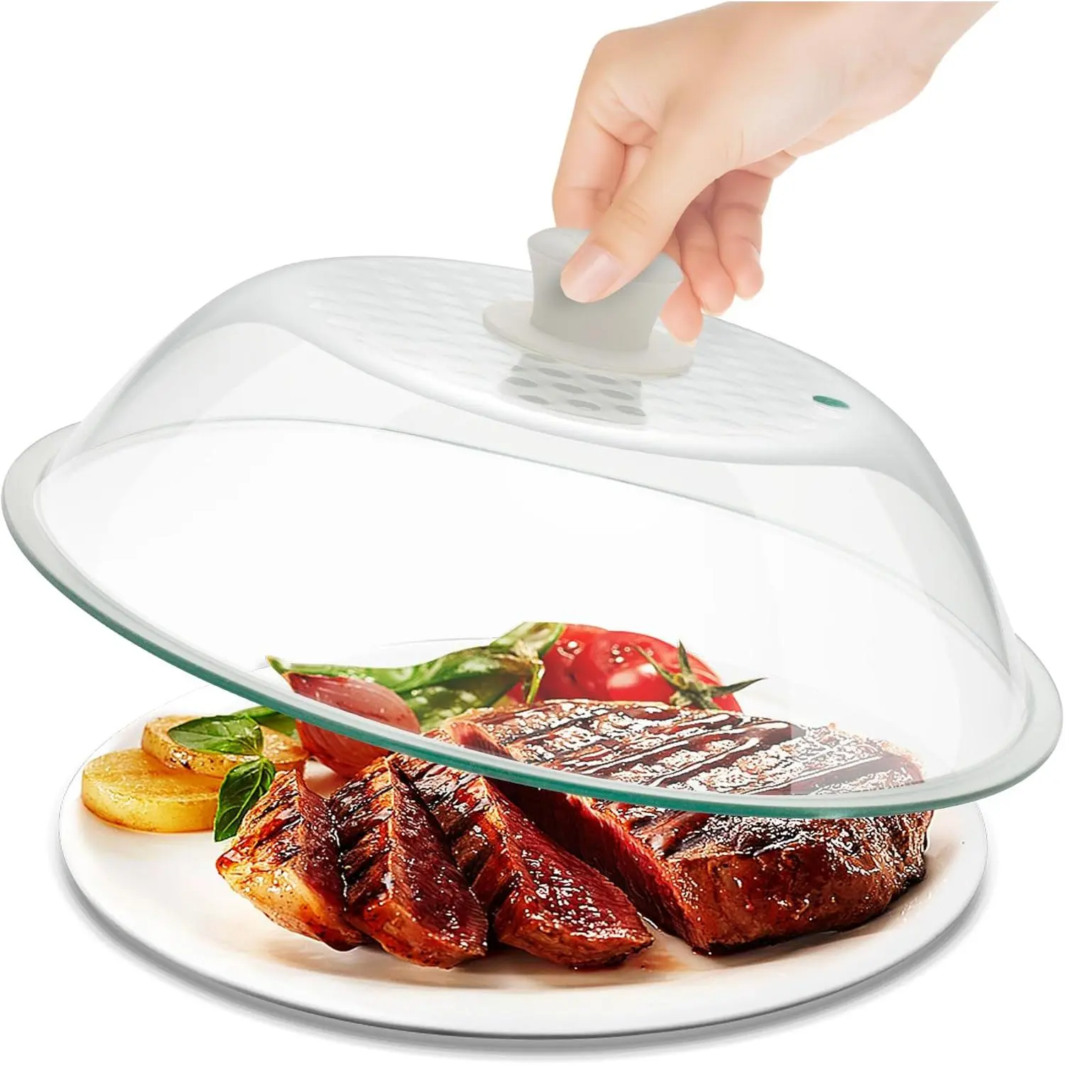 Weight Tempered Glass Microwave Splatter Cover - 11.5 inch (Inner Diameter 10.6) - Heat-Resistant -Durable Glass Lid with Vent,  Knob, Dishwasher Safe,   Grade -