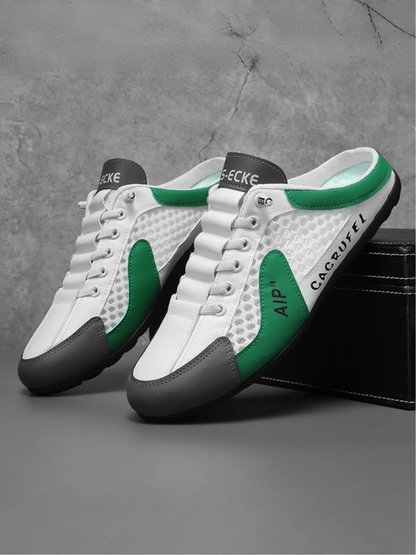 Mesh breathable half-drag Forrest shoes men's summer heel-free lazy pedal casual shoes lightweight non-slip Baotou slippers breathable mesh mules