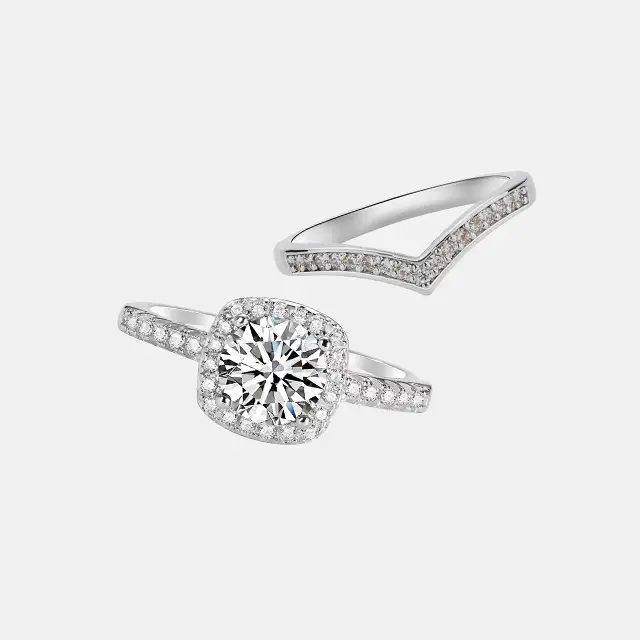 【13】CANOPUS Cushion Halo Synthetic Moissanite Ring– Elegant and Classic Choice for Special Events