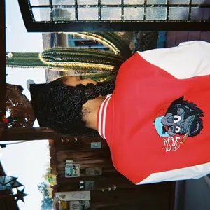 GAWRILLA Varsity Faux  Leather jacket! Womenswear Sleeves Embroidered Coats Outdoor Athletic Clear Sporty