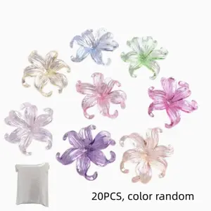 20pcs French Iris Beads, Ab Color Semi-Transparent 3D Decorative Beads, Luxury Handmade Craft Kit, Multi-Color Macaron Gradient Flower Accessories