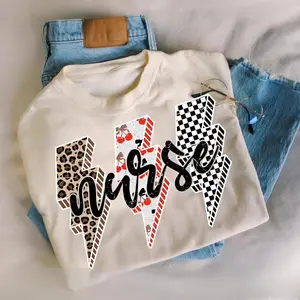 Cherry Leopard Checkered Nurse Shirt, Nurse Lightning Bolt Tee, Cute Fall Nurse Shirt, Retro Nurse, Nurse Life, Gift For Nurse