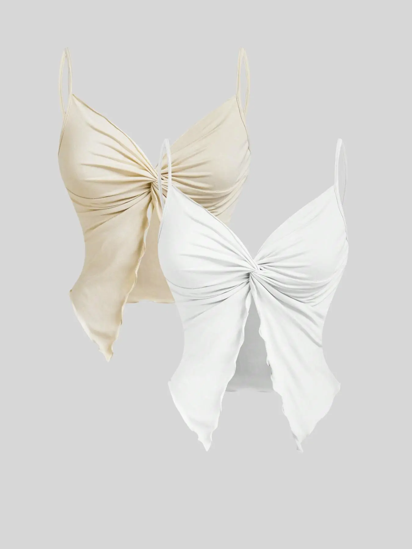 Spring Summer New Butterfly Shape Women's Casual Adjustable Strap Two-Piece Set, Versatile Ladies' Top & Bottom