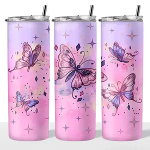 Purple Butterfly 20oz Stainless Steel Insulated Tumbler