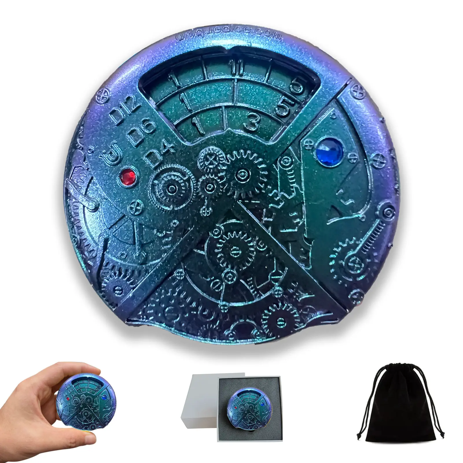 DND Unique Dice Roulette Metal Dice Set Mechanical Dice Spinner D20 All in One D20, D6, D8, D10, D12 for Dungeons and Dragons TRPG