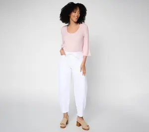 Me by Jennie Garth Regular Self- Tied Barrel Jeans