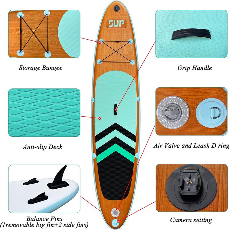 JC-ATHLETICS Inflatable Stand Up Paddle Board (6 Inches Thick), ISUP Package W/Premium SUP Accessories & Backpack, Non-Slip Deck,Fins, Adjustable Paddle|surfboard, friends, camping, surfing, outdoors, wilderness, still water, lake, rush  wave Springtok