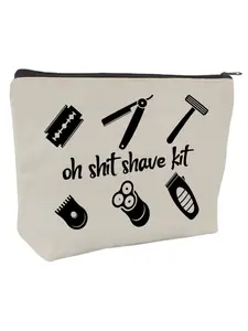 Funny Men's Toiletry Bag, 'oh Shit Shave Kit' Design, Travel Pouch with Zipper, Perfect Gift for Him, Father's Day Present, Portable Toiletry Bag