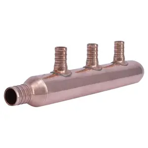 212 MAIN Cash Acme 22783 3-Port Closed Bulk Copper Manifold with Barb Connection for PEX Tubing, Boating Water Distribution Systems