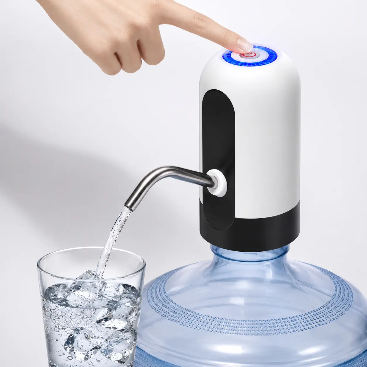 USB Rechargeable 2-5Gal Water Dispenser Pump - Universal, USB Power, BPA-Free, Food-Grade Silicone Hose, 304 Stainless Steel, Portable Kitchen Drinking Utensil for Camping
