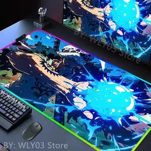 [Sale off up to 65%][Free Ship] One Piece Gaming Mouse Pad LED Anime Gamer Keyboard Mouse Mat Speed XXL Rubber RGB Cartoon Computer Deskmat PC Cabinet Mousepad