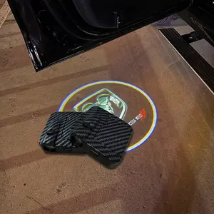 2pcs Wireless Carbon Fiber Pattern LED Door Light Projector for Dodge Ultra Bright 30x HD Infrared Sensor Projection Stylish Car Welcome Light